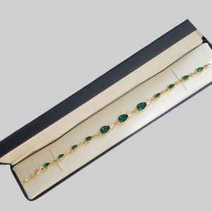 NEW Emerald Green and Gold Bracelet with CZ Stones